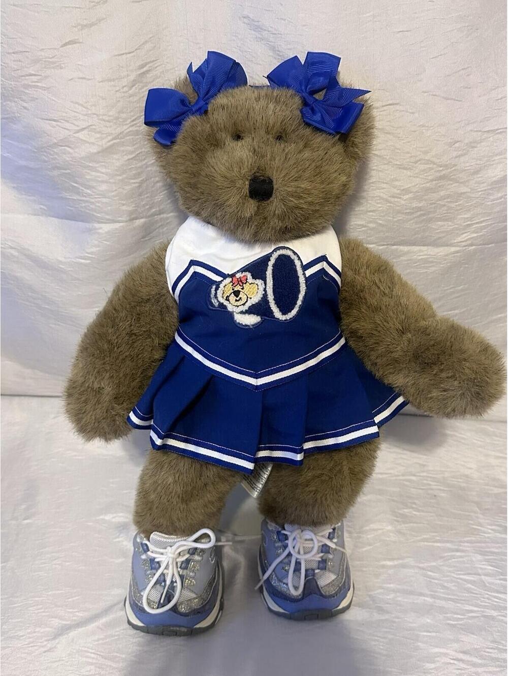Build a Bear BABW Brown Vintage 17" Tall Cheerleader Blue & White Rare Sketchers